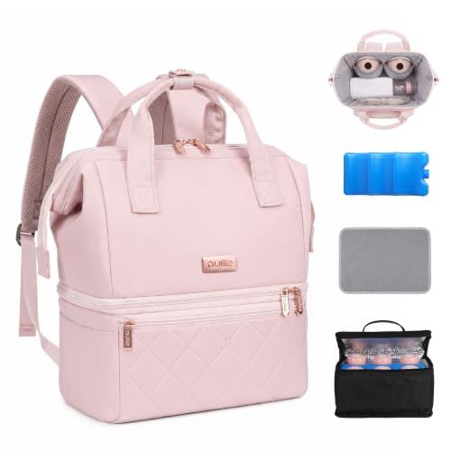 Nuliie Wearable Breast Pump Bag with Cooler Compartment, Pink - color: Pink