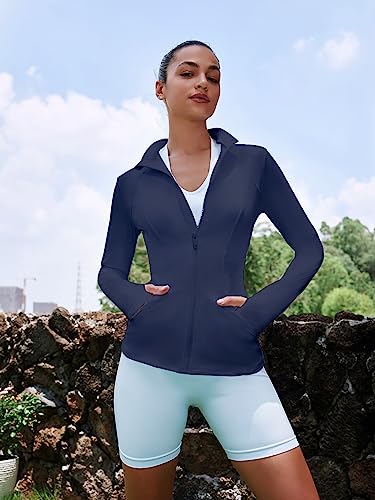VUTRU Women's Workout Yoga Jacket Full Zip Running Athletic Track Jacket - color: Back Mesh Vent Blue, size: X-Small