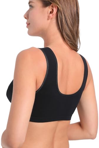 SUIEK 4 Pack Nursing Sleep Bra Maternity Bralette Cotton Breastfeeding Bras - color: 4 Black-4pcs, size: Medium