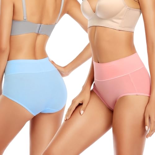 Womens Tummy Control Underwear Cotton High Waisted Full Briefs - color: 5 Pack Multicoloured-b, size: Small