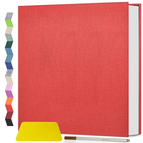 Popotop Photo Album Self Adhesive Scrapbook Album for 4x6 5x7 8x10 Pictures DIY Photo Book as Scrapbooking Supplies Kits, Birthday Gifts for Women Mom Wedding Baby Family Travel - color: Red, size: 11.5"x10.4" 40pages