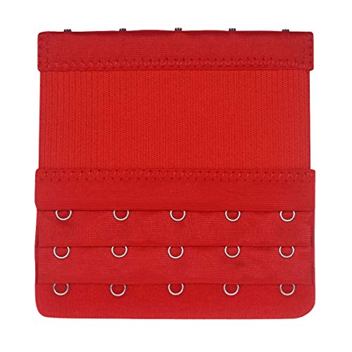Elastic Bra Extender Strap 5 Hook 3 Row 3/4" Plus Size Bra Extension Band - color: 5pcs Bra Extenders (Black, White, Red, Light Beige, Dark Beige)