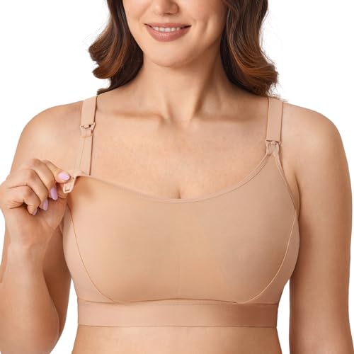 Gratlin Cotton Nursing Bra for Breastfeeding - color: Natural, size: Medium