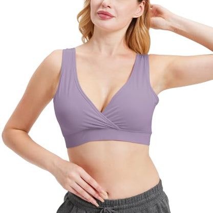 netdraw Women's Bamboo Viscose Nursing Sleep Bra - color: Lavender, size: Small