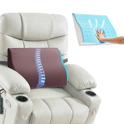 Dual-Layer Memory Foam Lumbar Support Pillow for Recliner, Coffee - color: Coffee