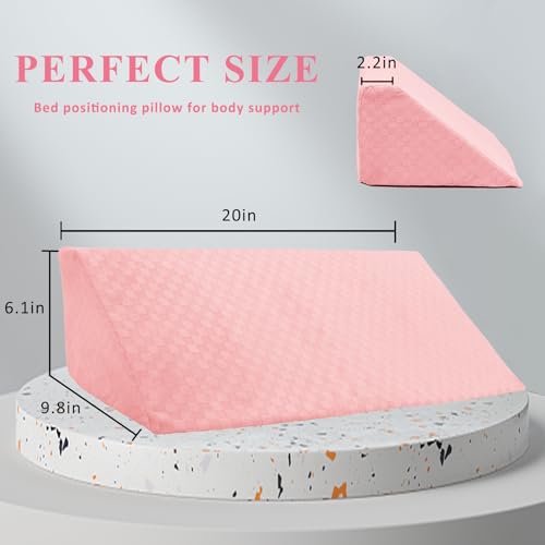 Bed Wedge Pillow for Side Sleeping Foam Filled Body Positioning - color: Light Pink