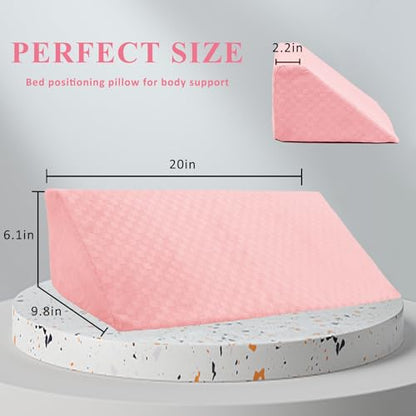 Bed Wedge Pillow for Side Sleeping Foam Filled Body Positioning - color: Light Pink