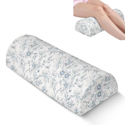 Knee Pillow for Back Sleeping – Half Moon Bolster Pillow for Under Knee While Sleeping Support, Leg & Back Pain Relief (21.5x9x5 Inches) - color: Light Blue