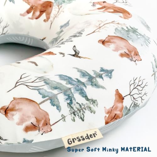 GRSSDER Nursing Pillow Cover, Stretchy Soft Minky Fabric Covers, Fit Most Nursing Support Pillows for Breastfeeding, Comfortable Safe Pillow Cover, Stylish Cute Bear Pattern - color: Cute Bear