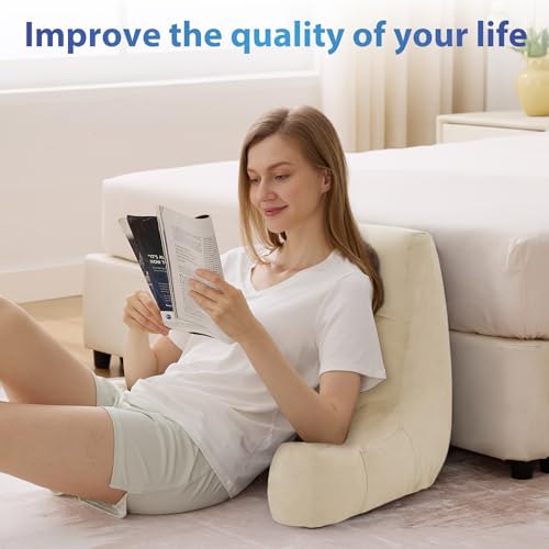 IPYNBAP Back Pillow for Bed Sitting up, Reading Pillow, 18 Inch, Beige - color: Beige, size: Small(18inch)