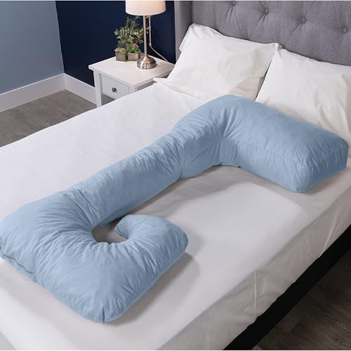MyPillow Single L Shape Maternity Pillow – 56" x 28" Pregnancy & Body Support Pillow with Removable Zippered Cover, Sky Blue - color: Sky Blue, size: L -Shape