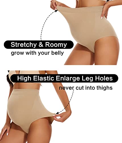 Maternity Underwear Over Bump, Seamless Maternity Support Panties, Plus Size, Multi Pack - color: 5 Pack. Basics, size: Large