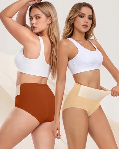 Women's Cotton Underwear High Waisted Tummy Control Panties 5 Pack - color: Multicolor C, size: Small