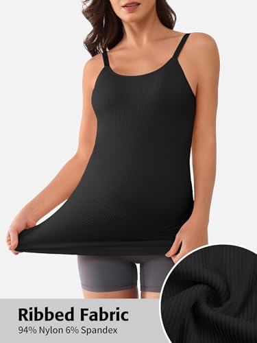 ATTRACO Women's Maternity Tank Tops with Built in Bra Pregnancy Tank - color: A-black, size: Medium