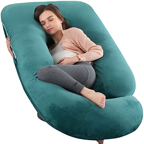 Elover U Shaped Pregnancy Pillow,Full Body Maternity Support - color: Velvet-dark Green