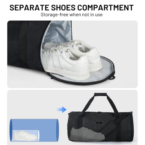 MIER Medium Gym Duffle Bag with Shoe Compartment & Wet Pocket, 35L, Black - color: black, size: 35L