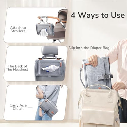 Alatino Portable Diaper Changing Pad, Wipe Clean, Large 25x22, Grey - color: Grey