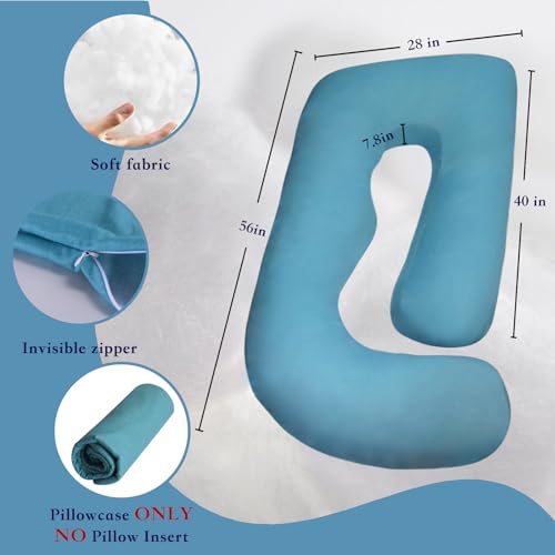 Pregnancy Pillow Cover (ONLY Pillowcase) - G Shaped Pillow Case - Maternity Body Pillow Cover - Removable Soft Cotton Cover (Blue) - color: Blue