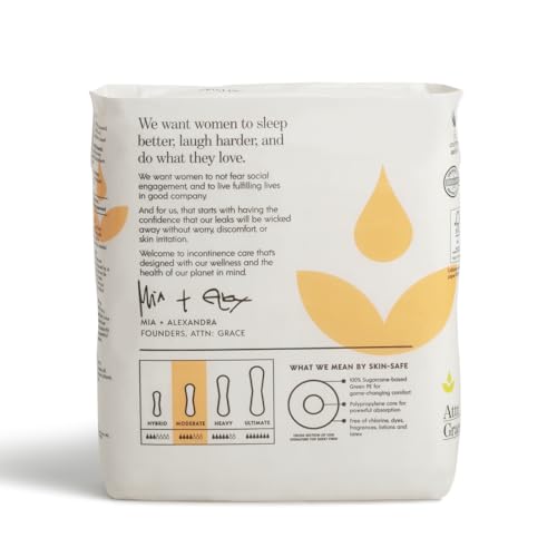 Attn: Grace Moderate Incontinence Pads for Women - Plant-Based, 28 Count - size: 1 Pack - Moderate Pads