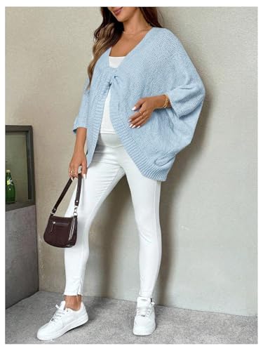 Milumia Women's Maternity Twist Front Sweater Oversized Pregnancy Cardigan - color: Light Blue, size: Medium