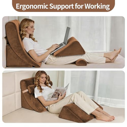 Wedge Pillow Set for After Surgery,Dark Brown,4PCS-22 - color: Dark Brown, size: 4PCS-22''