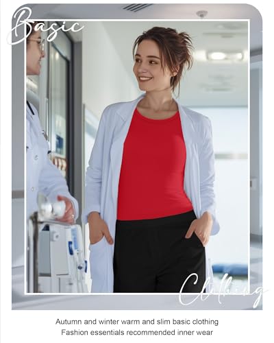 Xaatren 4 Pack Women's Underscrub Long Sleeve Nurse Shirts - color: Black, Red, Light Mixed Gray, White, size: Medium