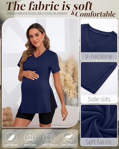 Ficerd 3 Pack Women's Maternity Shirts - color: Black, White, Navy Blue, size: Small