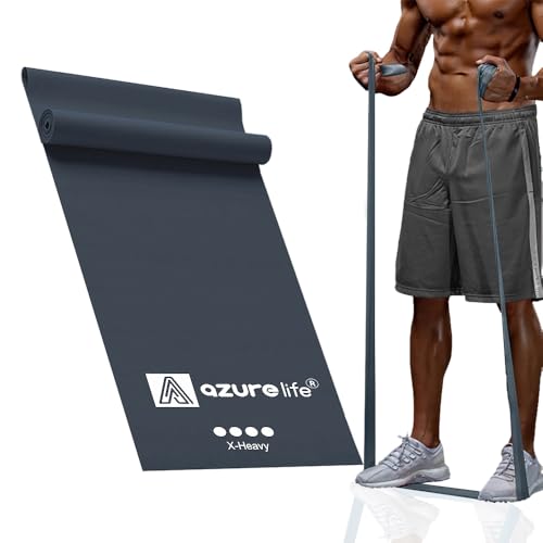 A AZURELIFE Professional Individual Exercise Resistance Bands, Single 5, 6,7 Ft or 8 Yards Elastic Bands, Non-Latex Stretch Bands for PT, Yoga, Pilates, Rehab, at-Home or The Gym Workouts - color: Gray - X-Heavy, size: 5 Feet