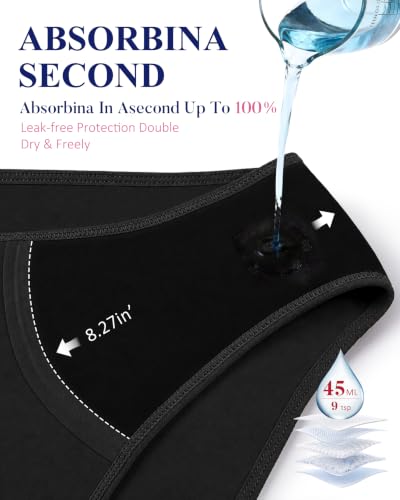 High-Rise Incontinence Underwear Women Washable Leakproof Panties 3 Packs - color: Black, size: Medium