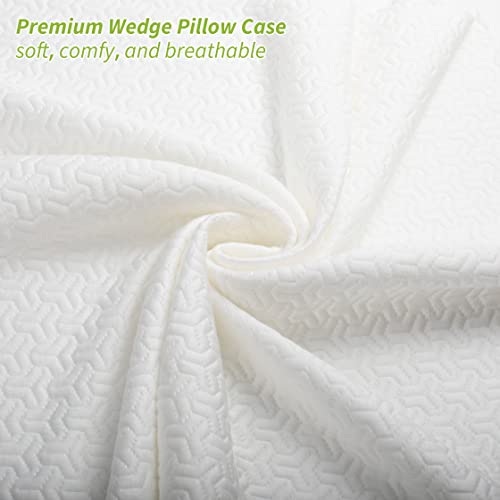 Wedge Pillow Cover for 24x24x7 Bed Wedge Pillow, Hypoallergenic Replacement Case with Zipper & Pockets - color: White