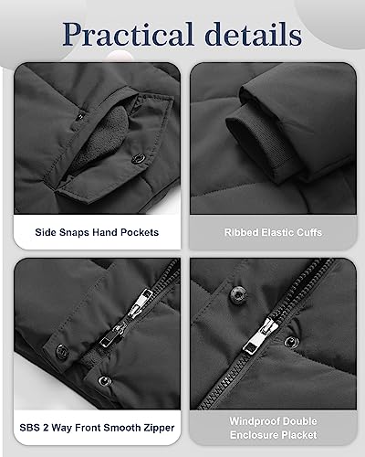 Chrisuno Women's Plus Size Winter Coat Waterproof Long Puffer Jacket Warm Thicken Parka with Removable Fur Hood - color: Dark Grey, size: 4X