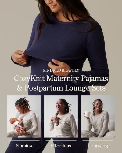 Kindred Bravely CozyKnit 2 Piece Maternity & Postpartum Nursing Pajama Set - color: Grey Heather, size: Medium