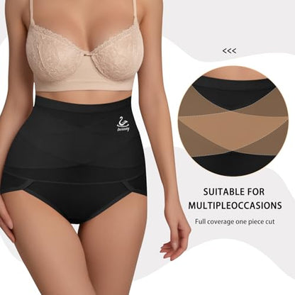Women's High Waisted Underwear, Tummy Control high cut Panties Full Coverage Postpartum Briefs underwear 4 pack - size: Small