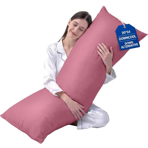 DOWNCOOL Large Body Pillow Insert- Breathable Full Body Pillow for Side Sleeper - Soft Long Bed Pillow for Adults - 20 x 54 inch (Pink) - color: Pink, size: Insert Only