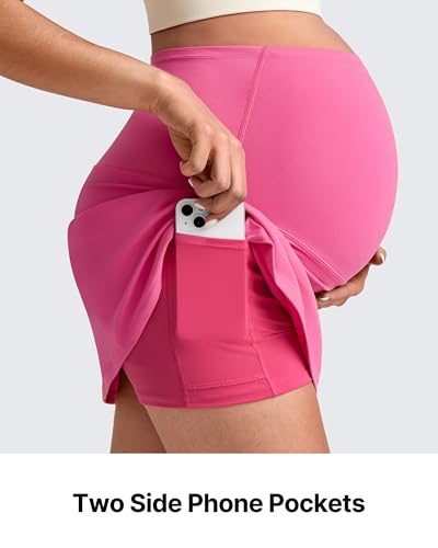 G4Free BareFeel Maternity Skirt with 2 Pockets Pregnancy Shorts Tennis Golf - color: Rose Pink, size: Medium