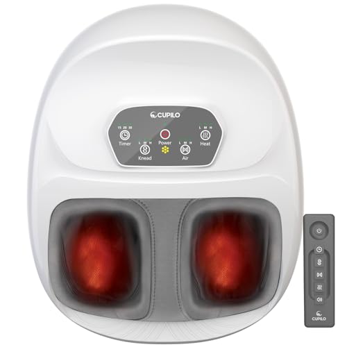 CuPiLo Foot Massager with Heat, FSA Eligible HSA Full Foot Massage, White - color: White