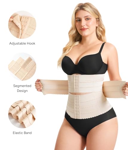 Nebility Waist Trainer for Women Corset Shapewear Tummy Control Segmented Waist Cincher Workout Girdle - color: Beige, size: Small