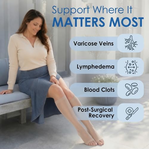 ABSOLUTE SUPPORT Women Knee High Compression Socks 15-20mmHg, Nude, 2XL - color: Nude, size: 2X-Large