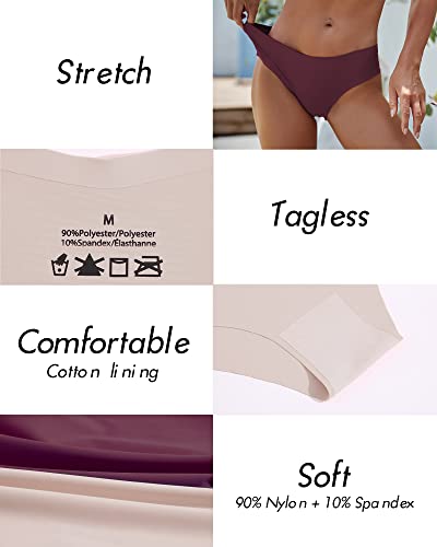 Women’s Seamless Underwear No Show Cheeky Hipster Bikini Panties 9 pack - color: Option D, size: Large