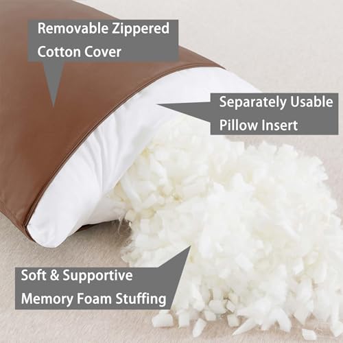 WhatsBedding Memory Foam Body Pillow with Cover, Long Bed Pillow for Adults - color: Mocha Brown