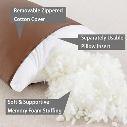 WhatsBedding Memory Foam Body Pillow with Cover, Long Bed Pillow for Adults - color: Mocha Brown