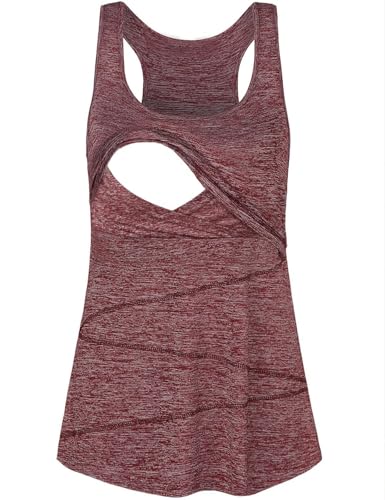 Joymom Maternity Summer Cool Sleeveless Nursing Tank Tops Breastfeeding Shirts - color: 33 Wine, size: Small