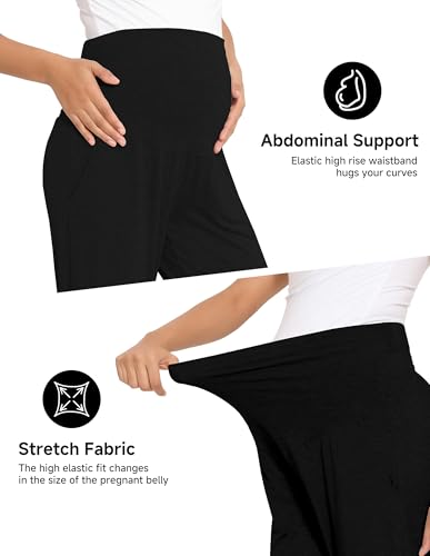 Viscose from Bamboo Maternity Wide Leg Lounge Pajama Pants - color: 3pc Black/Grey/Dark Grey, size: Medium
