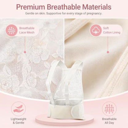 Pregnancy Belly Band with Adjustable Shoulder Strap Support Brace - color: white, size: Large
