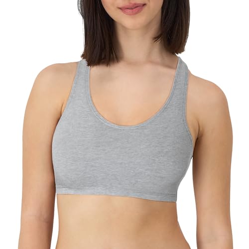 Hanes Women's Racerback Cotton T-Back Bralette (3 Pack) - color: Concrete Heather/Isle Green/Moonlite Heather, size: X-Large