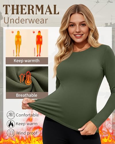 3 Pack Women's Thermal Maternity Shirts - color: Army Green, Coffee, Black, size: Large