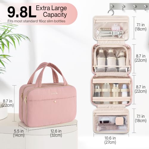 Hanke Hanging Travel Toiletry Bag for Women, Jewelry and Makeup Organizer - color: Pink