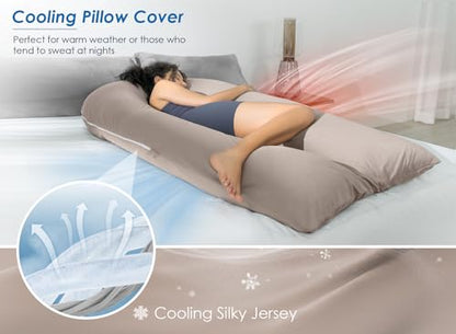 QUEEN ROSE 65 Inch Cooling U Shaped Pregnancy Pillow, Maternity Body Pillow - color: Nomad