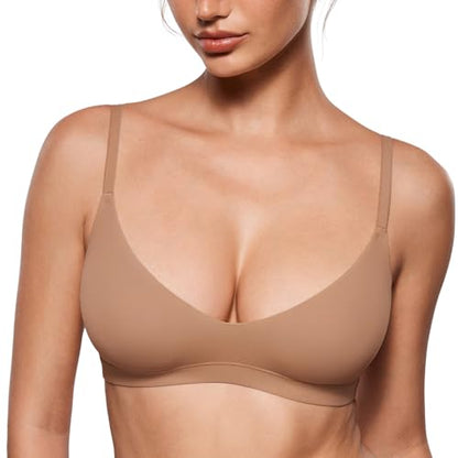 INLYRIC Women's Scoop Bralette No Padding - color: Gravel Beige, size: Large