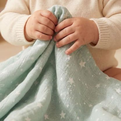 Muslin Swaddle Blankets for Newborn, Cotton Receiving Blanket - color: Blue Dinosaur
